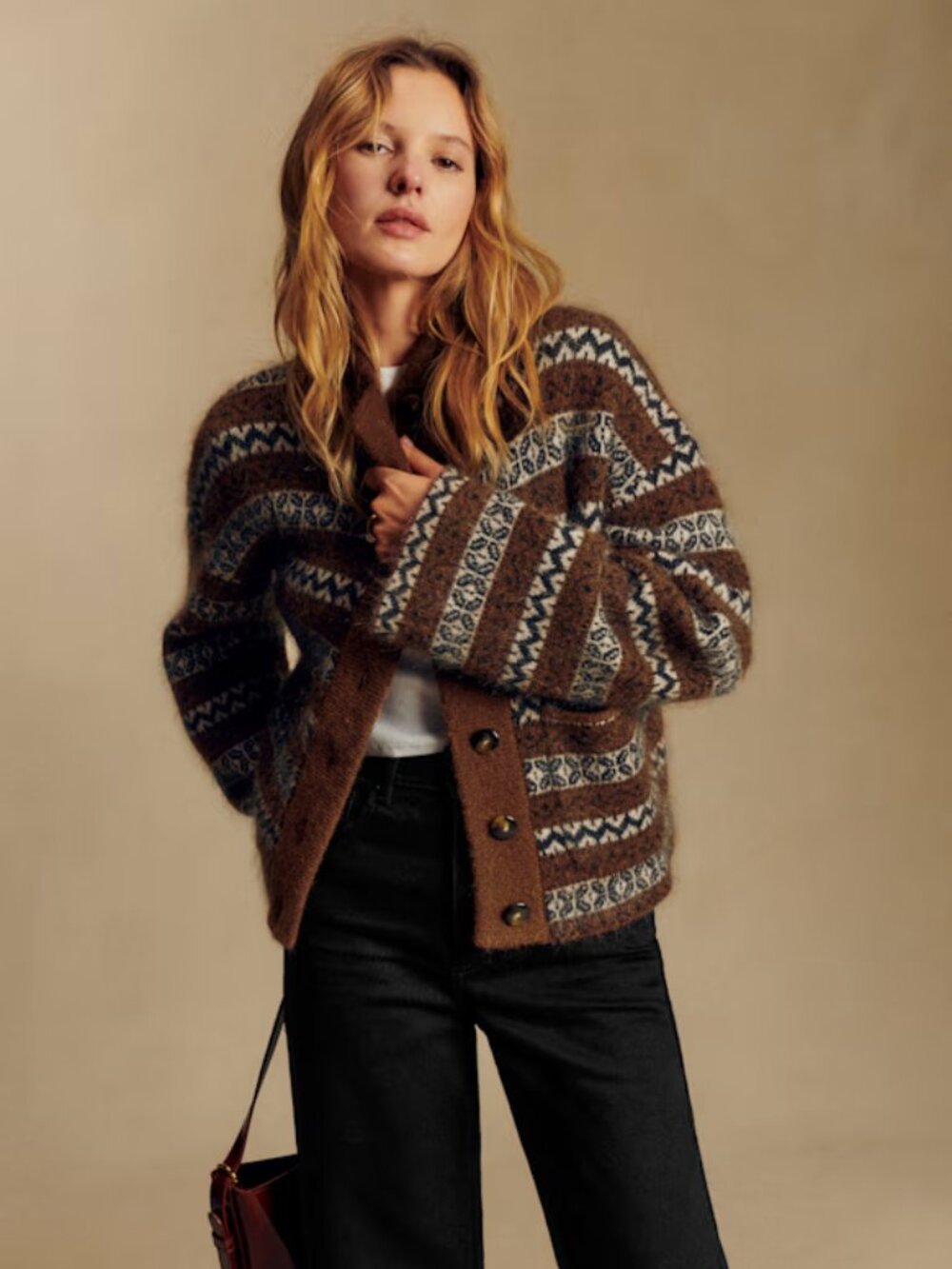 Sezane Thais Jacket Fair Isle Size LARGE
